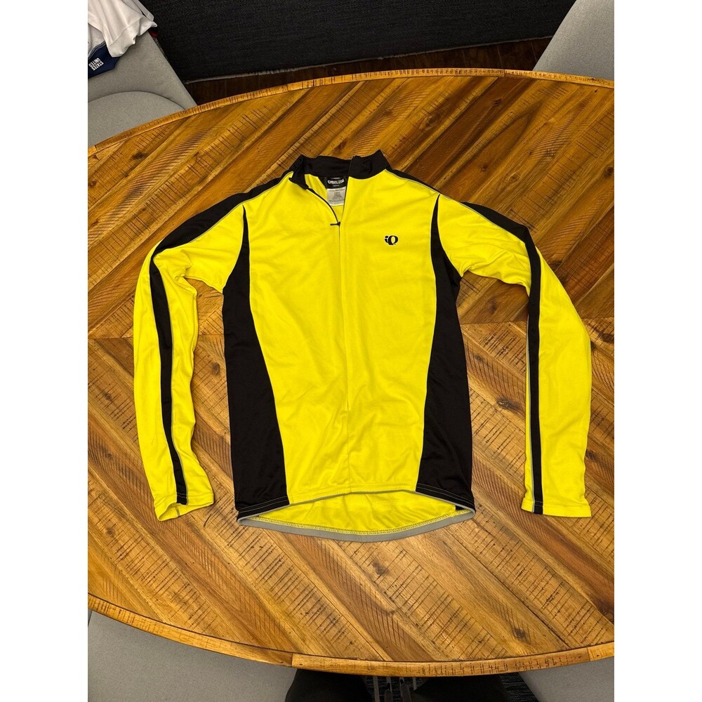 Pearl Izumi Cycling Jersey Medium Hi Vis Yellow Full Zip 3 Pocket
